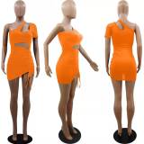 Solid Color Temperament Sexy Braided Shoulder Show-chest Smocked Dress