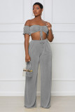 Solid color sexy wrap chest two-piece set