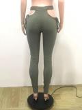Elastic waistband high elastic solid color feet sexy temperament casual pants