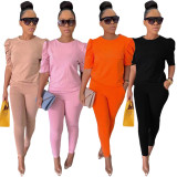 Fashion Solid Color Pocket 5 Minute Sleeves 4 Colors Casual Suit