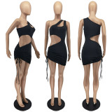Spring/Summer Cutout One-Shoulder Lace-Up Dress