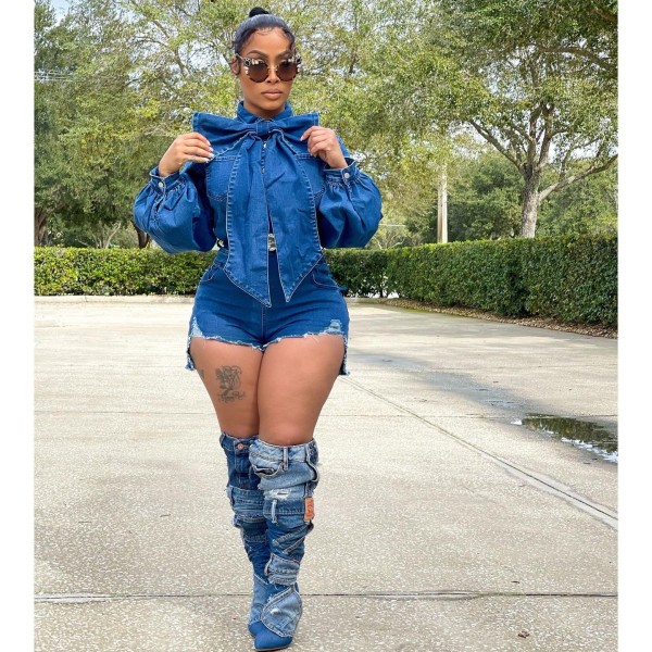 Balloon Sleeve Fashion Casual Sexy Jeans Jumpsuit