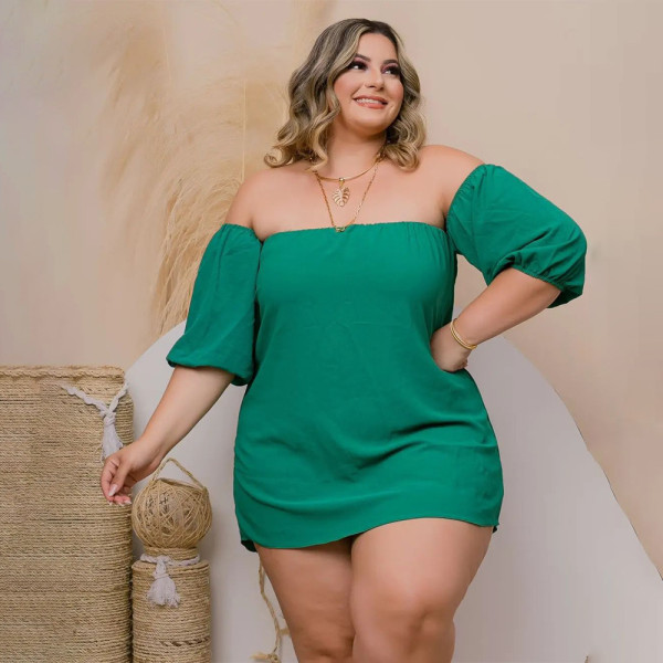 Plus Size Women's Sexy One-Shoulder Solid Color Strap Comfortable Elastic Shorts Two-Piece Set