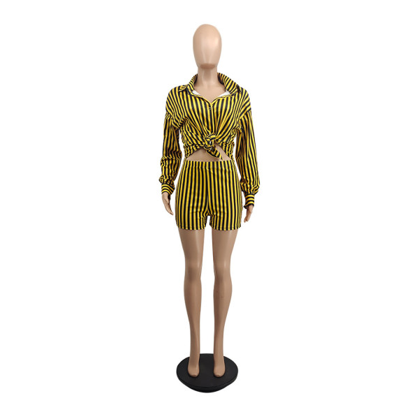 Women's Cute Vertical Stripes Two Pieces of Trousers and Pants