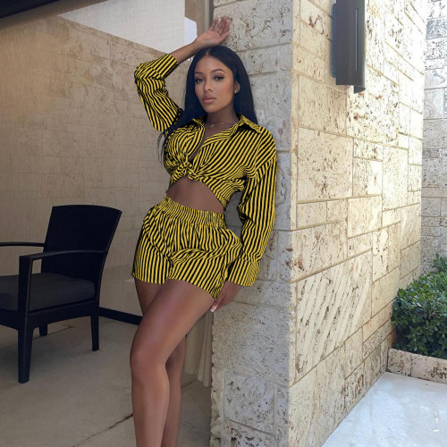 Women's Cute Vertical Stripes Two Pieces of Trousers and Pants