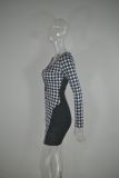 Sexy Hollow Houndstooth Nightclub Dress Irregular Hips Short Skirt