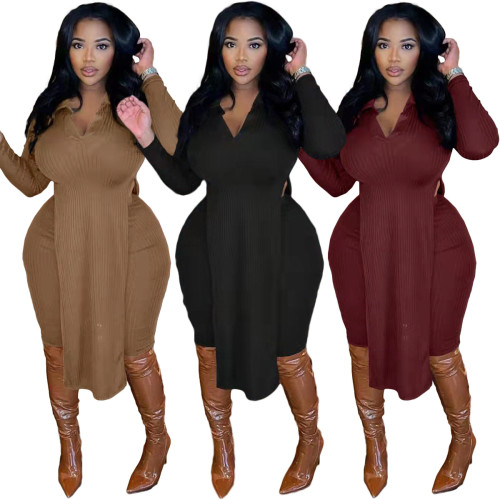 Women's Sexy V-Neck Slit Big Pit Bar Large Size Two-piece Set