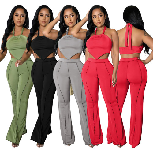 Women's Fashion Sexy Slim Fit Chest Wide Leg Suit