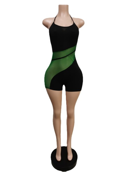Halter Neck Backless Mesh Combination Breathable Track Pants