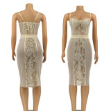 Two pieces of casual sexy lace solid color