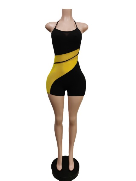 Halter Neck Backless Mesh Combination Breathable Track Pants