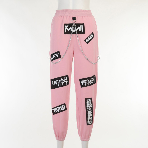 Girls fashion women's trousers early spring new pink sports pants women's clothing ML21068