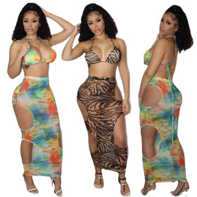 Beach three-piece mesh print