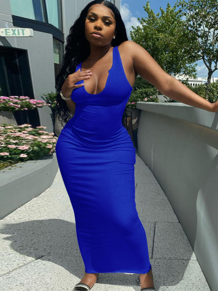 Camisole V-neck Slim fit sexy long dress Q21S812