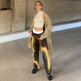 Fashion Women's Gradient Rainbow Color Printing High Waist Straight Loose Trendy Casual Pants Daddy Pants