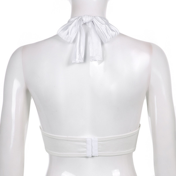 Irregular halter neck show chest vest straps beautiful back sexy collarbone sports wind top
