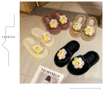 Cotton slippers women wear cute cartoon Baotou spring and autumn flat bottom one word casual thick bottom fur slippers Cotton slippers women wear cute cartoon Baotou spring and autumn flat bottom one word casual thick bottom fur slippers