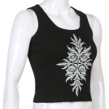Vintage distressed personalized printed vest bottoming tight sexy top