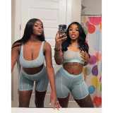 Mesh vest shorts suit nightclub style perspective sexy two-piece women's