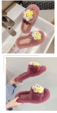 Cotton slippers women wear cute cartoon Baotou spring and autumn flat bottom one word casual thick bottom fur slippers