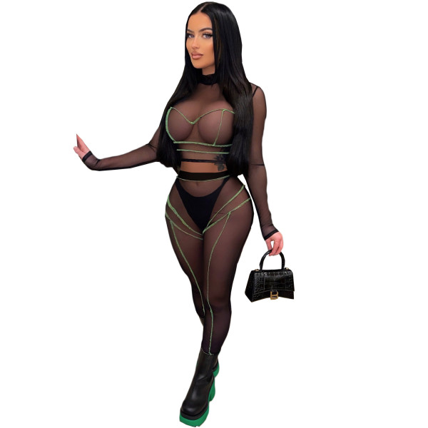 Women's Mesh Perspective Two-piece Casual Sports