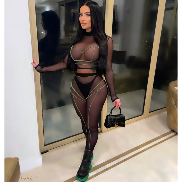 Women's Mesh Perspective Two-piece Casual Sports