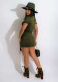 Ladies Solid Color Dress Casual Party T-Shirt Skirt Gathered Strap Sexy Short Skirt