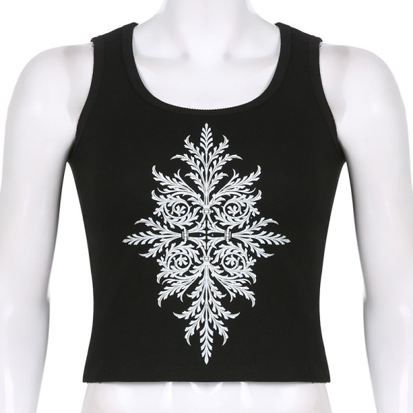 Vintage distressed personalized printed vest bottoming tight sexy top