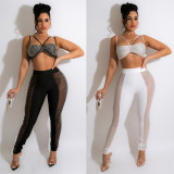 Hot drill vest Mesh two-piece nightclub suit