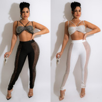 Hot drill vest Mesh two-piece nightclub suit