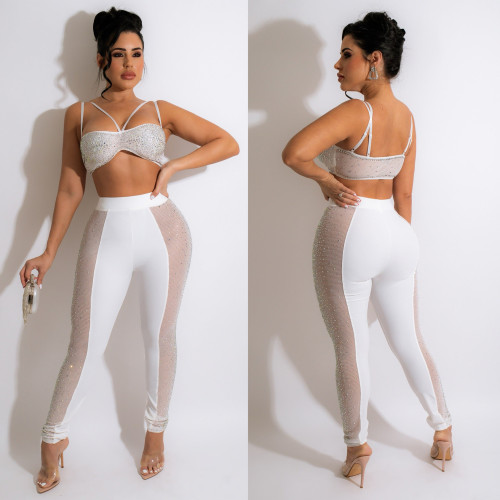 Hot drill vest Mesh two-piece nightclub suit