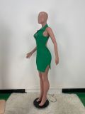 Pit single-breasted V-neck backless sexy dress