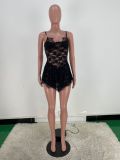 Women's Solid Color Lace Lace Sling Short Sexy Dress