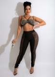 Hot drill vest Mesh two-piece nightclub suit