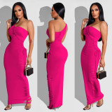 Fashion sexy hollow solid color dress