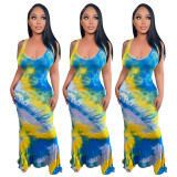 sexy printed halter dress