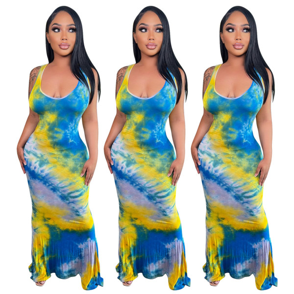 sexy printed halter dress