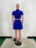 Solid color pleated culottes set with inner two-piece set