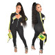 Fashionable and casual all-match color-blocking sports bodysuits Workplace commuting