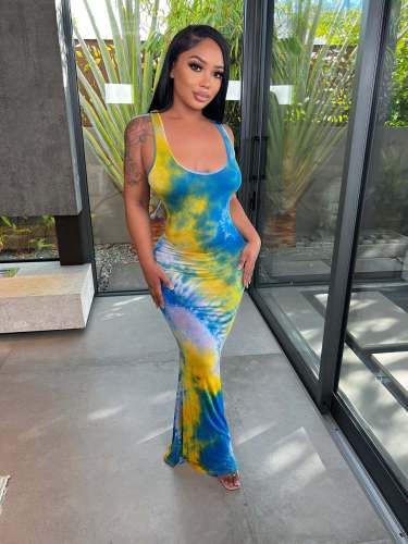 sexy printed halter dress