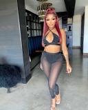 Fashion sexy see-through mesh two-piece set
