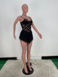 Women's Solid Color Lace Lace Sling Short Sexy Dress
