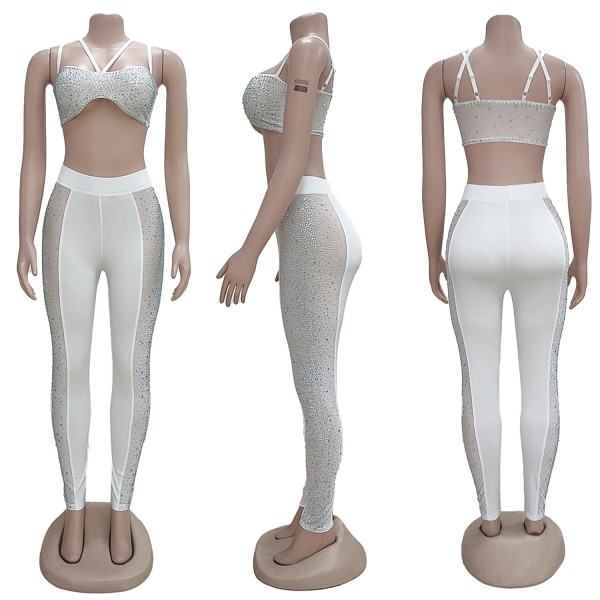 Hot drill vest Mesh two-piece nightclub suit