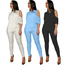 Women's Fashion Irregular Top Off Shoulder Sexy Two Piece Suit Women's Fashion Irregular Top Off Shoulder Sexy Two Piece Suit