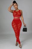 Lace Threaded Pants Two-Piece Set