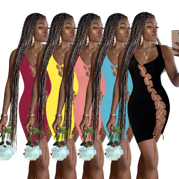 sexy chain slim dress