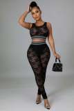 Lace Threaded Pants Two-Piece Set
