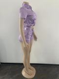 Stretch Fashion Short Sleeve Shirt Casual Two Piece Suit