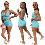 Solid Color Shorts Two Piece Fashion Casual Women's Clothing