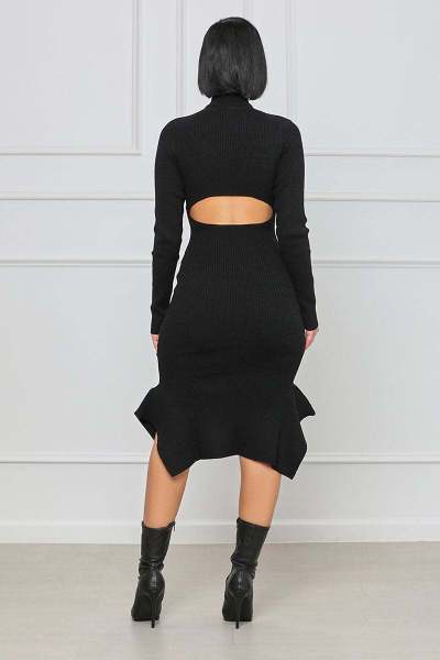 Women's OL commuter pit strip wool-like personalized hem long skirt